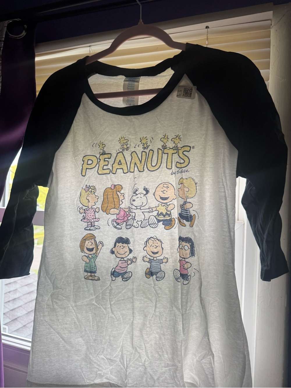 Peanuts Raglan Long Sleeve Tee - White & Black